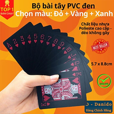 Bộ Bài Tây Nhựa PVC Nền Đen Cao Cấp, Chống Nước, Tùy Chọn Màu – Chính Hãng