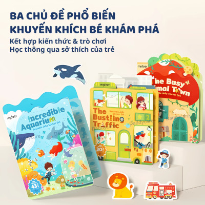 Hình Dán Sticker Cho Bé dùng nhiều lần Mideer Reusable Jelly Sticker Set 3 chủ đề