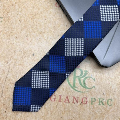 Cà vạt nam mẫu thắt sẵn dây kéo bản nhỏ 6cm mẫu xanh thoi chấm