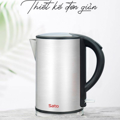 Ấm siêu tốc SATO 17ST12 1.8L - bình đun thông minh tự ngắt an toàn, vỏ inox không gỉ - Miễn phí vận chuyển toàn quốc - Hàng chính hãng