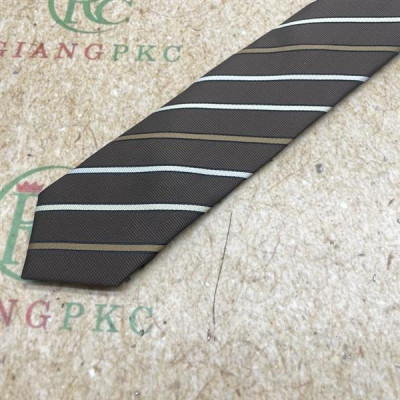 Cà vạt nam bản nhỏ 6cm mẫu tự thắt màu nâu kẻ trắng mới t2/2024