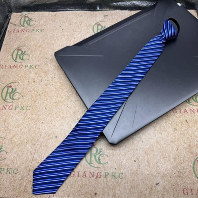 Cà vạt nam mẫu thắt sẵn dây kéo bản nhỏ 6cm màu xanh kẻ nhò