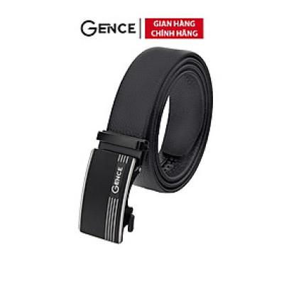Thắt Lưng Da Nam GENCE LG31 Da Bò Cao Cấp Màu Đen Viền Kim Loại Mạ Bạc