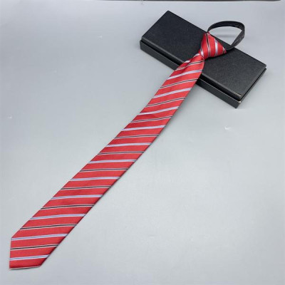 Cà vạt nam bản nhỏ 6cm màu đỏ kẻ mẫu dây kéo thắt sẵn