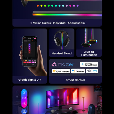 Set 2 Đèn thanh RGB thông minh đa năng Yeelight Beam - Hỗ trợ Matter, Homekit - Game sync, Music sync