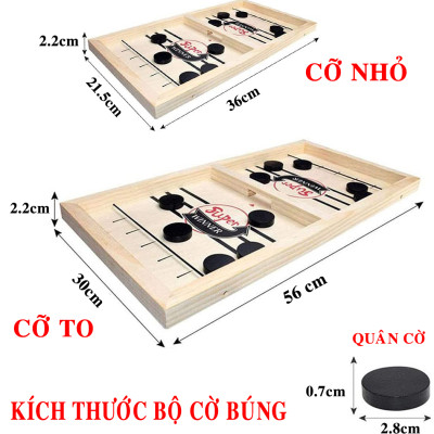 Bộ Bàn Đấu Cờ Búng Bắn Bi Xuyên Lỗ Đối Kháng Chính Hãng Dododios - Chọn Size - Foosball Winner, Sling Puck – Bộ Cờ Ice Hockey Bằng Gỗ Cao Cấp