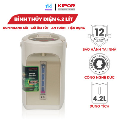 Bình thuỷ điện KIPOR KP-EP642 - 4,2L - Ruột bình inox 304 - Đun sôi nhanh, có tay cầm, chế độ tự bật, tự ngắt, 3 chế độ lấy nước - Hàng chính hãng