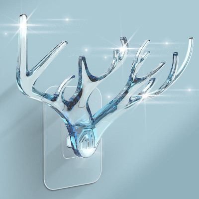 Móc treo dồ dán tường hình huơu, Móc Treo Đồ Vật Dán Tường Sừng Hươu Trong Suốt 18Cm , decor trang trí nhà ở với thiết kế đẹp mắt