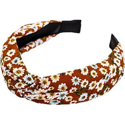 Bờm cài tóc turban nữ hoa nhí nền đỏ đô bản to BN35C