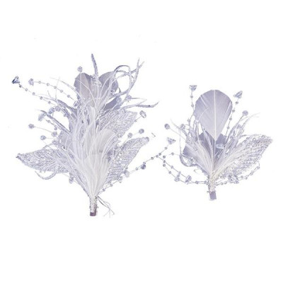 Cài tóc cô dâu lông vũ pha lê kèm hoa tai cùng bộ mẫu mới t6/2023