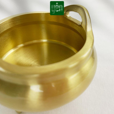 Lư Nhang Thảo Mộc Bằng Đồng Loại Mini Đường Kính 4.4cm x Cao 4cm Trang Trí Bàn Thờ Dâng Hương Thư Giãn Tài Lộc