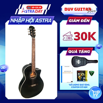 Đàn guitar acoustic DGKRO-012 dáng A khuyết màu đẹp âm thanh tốt có ty chống cong cần dành cho bạn mới tập