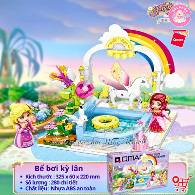 Đồ chơi lắp ráp xếp hình Qman 32019 - Bể bơi kỳ lân (280 mảnh ghép)
