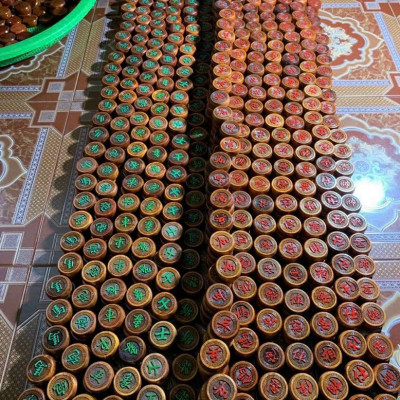 Bộ quân cờ tướng gỗ trắc kt 4.8×1.6cm +hộp da đựng  quân 