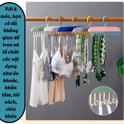 Móc Treo Đồ Đa Năng 8 Móc Xoay 360 Độ Tiết Kiệm Không Gian - Móc Treo Thắt Lưng, Đồ Lót