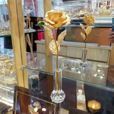 Bông hoa hồng dát vàng 25cm (L4) MT Gold Art- Hàng chính hãng, trang trí nhà cửa, phòng làm việc, quà tặng sếp, đối tác, khách hàng, tân gia, khai trương 