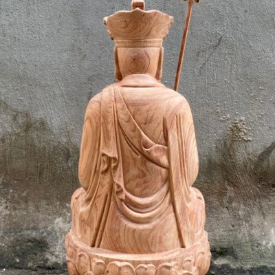 Tượng phật địa tạng vương bồ tát bằng gỗ hương đá kt cao 40×20cm