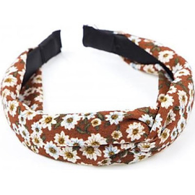 Cài Tóc Vải Hoa Trắng Nhỏ Màu Đỏ Hạt Dẻ - Mã CT165