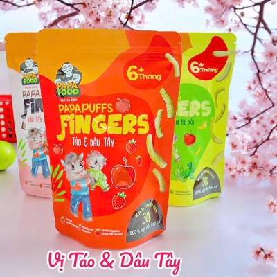 Bánh ăn dặm PAPAFOOD PAPAPUFFS Vị Táo & Dâu Tây - 100% Ngũ Cố Hữu Cơ - Gói 30G