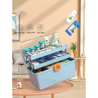 Hộp Đựng Thuốc, Lưu Trữ Thiết Bị Y Tế Gia Đình Đa Năng. Hộp Đựng Đồ Y Tế Khẩn Cấp, Phân Loại Thuốc Cỡ Lớn 3 Tầng Có Khóa