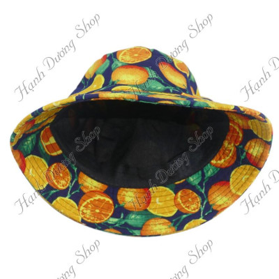 Nón bucket tai bèo họa tiết quả cam - Quả cam