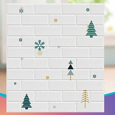 Bộ 10 Tấm Xốp Dán Tường 3D Hoạt Hình Cây Thông Dễ Thương, Dày Dặn Chống Va Đập 