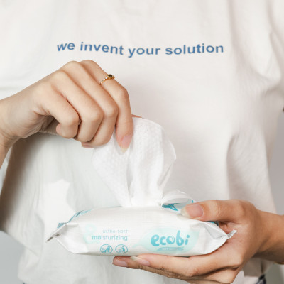 Khăn giấy ướt cho bé Ecobi không mùi không cồn không paraben an toàn cho làn da nhạy cảm của bé