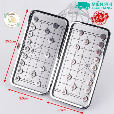 Bàn Cờ Tướng Mini Nam Châm 2 mặt - Bộ cờ tướng mini bỏ túi bằng nam châm, bàn cờ gập gọn 15x16Cm - Hàng chính hãng HENRYSA