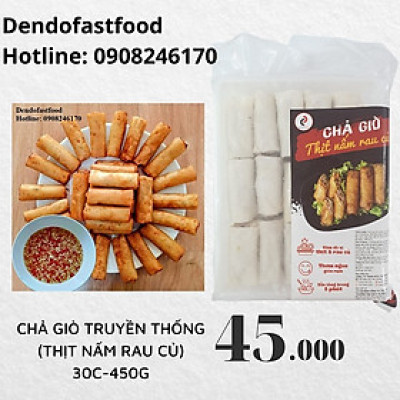 Chả Giò Thịt Nấm Rau Củ Chả Giò Truyền Thống 30 Cái Gói 450gr - Thương hiệu Đen Đỏ