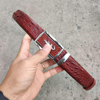 Thắt Lưng Da Cá Sấu. Gù Cá Sấu Đẹp Sang Chảnh TS119B (mặt trắng)