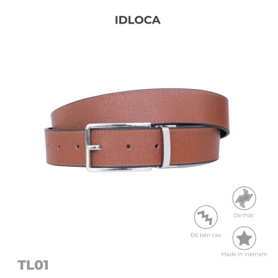Thắt lưng nam cao cấp IDLOCA - 2 mặt da bò nâu và đen, đầu xoay hợp kim nhập khẩu (dây nịt nam)