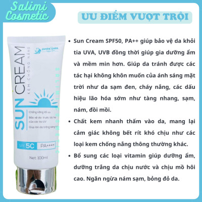Kem Chống Nắng SUN CREAM 100ml, Chống Tia Cực Tím SPF 50+, Tăng Độ Ẩm & Dưỡng Chất Cho Da, Bảo Vệ Da Khỏi Tác Hại Bên Ngoài