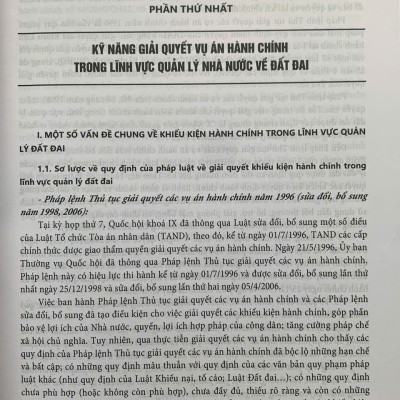 Kỹ năng giải quyết vụ án hành chính trong lĩnh vực Quản lý đất đai và thực tiễn xét xử của Tòa án nhân dân (Tái bản lần thứ nhất, có sửa đổi, bổ sung theo luật đất đai 2024) 