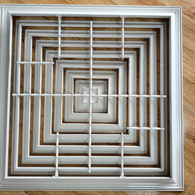 Cửa gió khuếch tán 600x600, miệng gió điều hòa âm trần nhôm sơn tĩnh điện