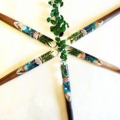 TRÂM CÀI TÓC GỖ-RESIN & ỐC BIỂN