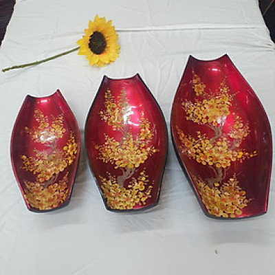 Bộ 3 dĩa chiếc thuyền sơn mài cao cấp Thanh Bình Lê đựng trái cây, trang trí nhà cửa, văn phòng, quà tặng dịp Lễ Tết