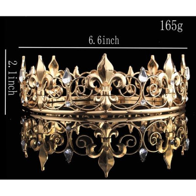 Vương miện nam mẫu tròn màu vàng cao 5cm