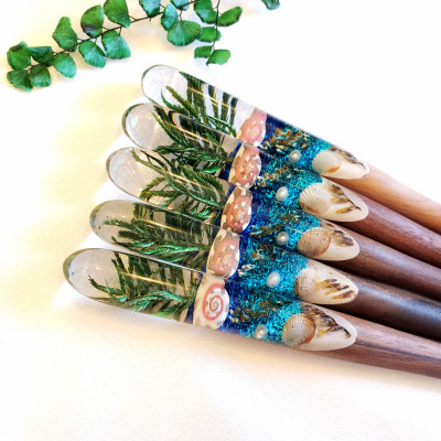 TRÂM CÀI TÓC GỖ-RESIN & ỐC BIỂN