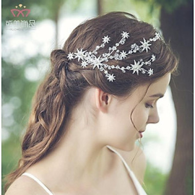 Óp cài tóc cô dâu đá hoa nhí mẫu mới t1/2023