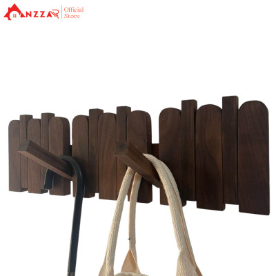 Móc gỗ treo tường gỗ óc chó cao cấp Anzzar, móc treo quần áo, phụ kiện, giá gỗ treo quần áo-MT07