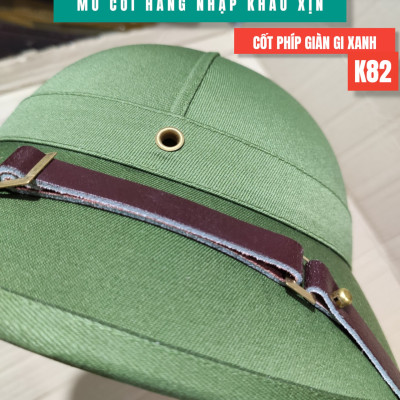 MŨ CỐI TÀU XỊN MŨ CỐI VẢI BỌC GABADIN QUAI DA THẬT LÒNG CỐT PHÍP GIÀN GI XANH 