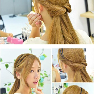 Bờm nhựa kết hợp dây tạo nhiều kiểu tóc búi cho bạn nữ