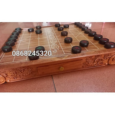 Bộ bàn cờ tướng gỗ hương đá 55×60×8cm + quân gỗ trắc kt 4.5×1.6cm víp