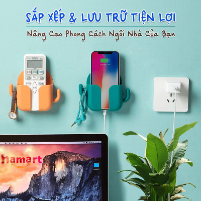 Giá Để Điện Thoại Dán Tường Đa Năng Đựng Điều Khiển Remote Màu Trắng Keo Siêu Dính Tiện Lợi