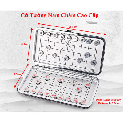 Bàn Cờ Tướng Mini Nam Châm 2 mặt - Bộ cờ tướng mini bỏ túi bằng nam châm, bàn cờ gập gọn 15x16Cm - Hàng chính hãng HENRYSA