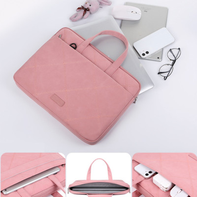 Túi chống sốc da cặp da chống sốc cho macbook, laptop, surface đeo chéo cute tặng kèm gấu bông