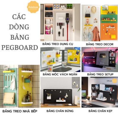 Bảng lỗ Pegboard Dola Home cao cấp dạng chân đứng để bàn để dụng cụ làm việc, tai nghe, mô hình, bàn phím, laptop
