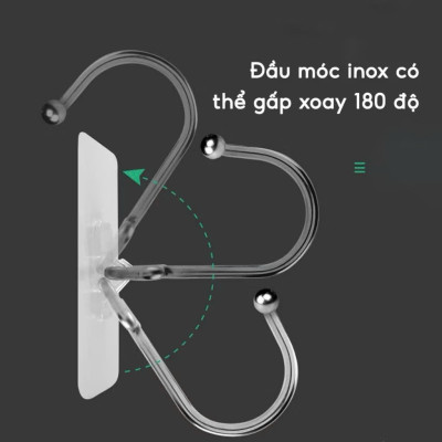 Set 10 Miếng Dán Tường Siêu Dính Tráng Bạc + Móc Inox 304 Chống Gỉ Cực Chắc - HÀNG CHÍNH HÃNG MINIIN