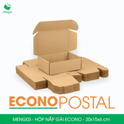 MENG03 - 20x15x6 cm - 60 Hộp carton nắp gài đóng hàng giá rẻ, hộp gói hàng, hộp quà thời trang