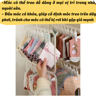 Móc kẹp mũ nón, vớ tất, yếm, khẩu trang, đồ lót từ 18-26 kẹp, sắp xếp tủ quần áo gọn gàng, tiết kiệm không gian nhà cửa